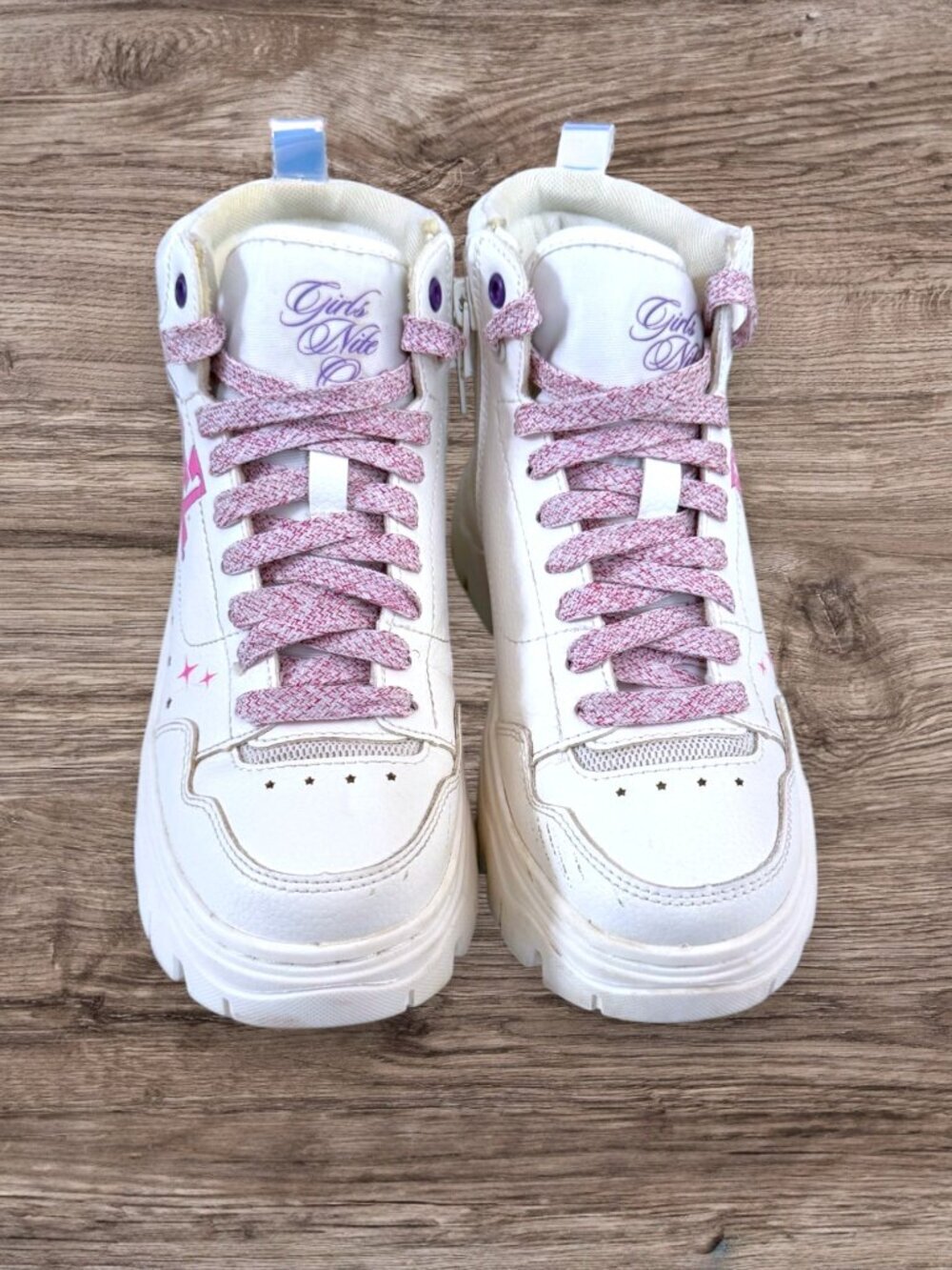 Zara Girls Bratz Platform High Top Sneakers White Pink Chunky Boots EU 36 US 4 - Picture 5 of 11